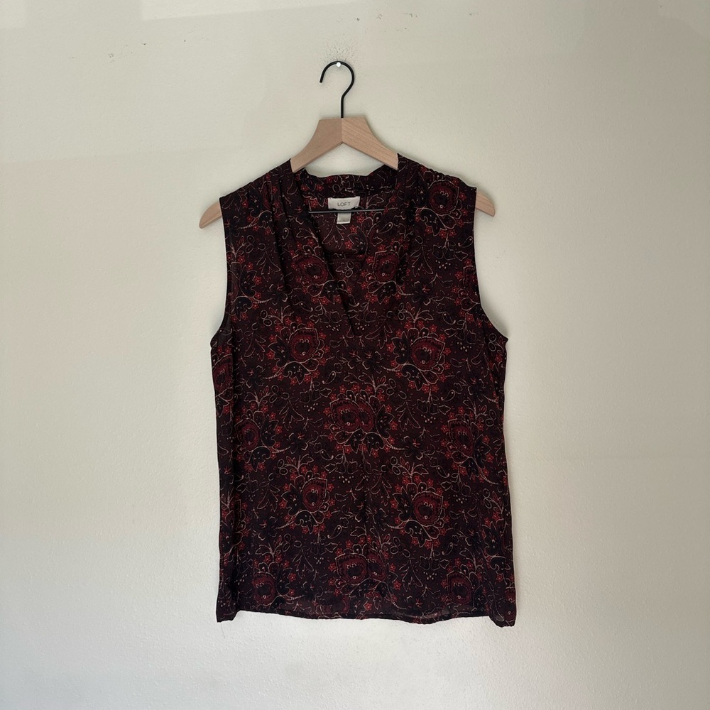 LOFT Fall Floral Chic Sleeveless Top Women's M Ann Taylor Business Casual